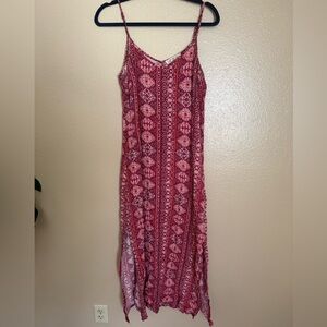 Pink Rose Burgundy Geometric Dress